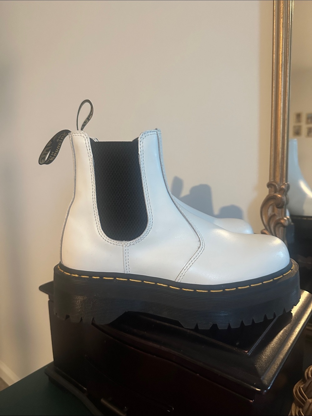 Dr. Martens White Platform Chelsea Boots - Picture 2 of 2